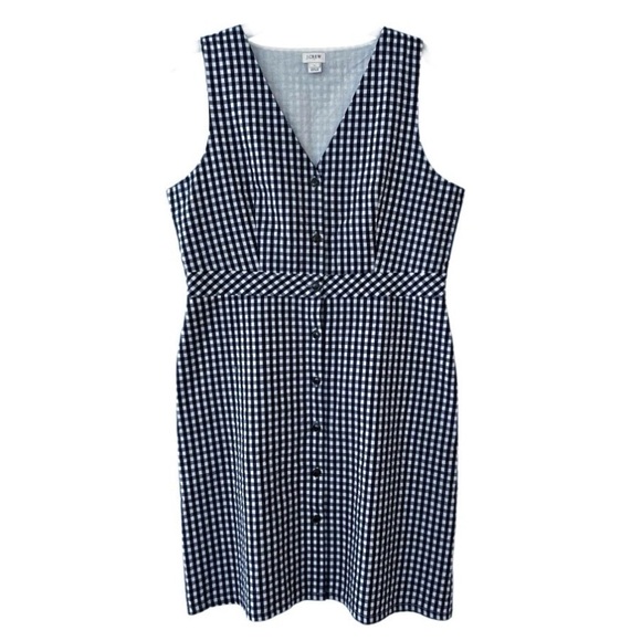 J. Crew Factory V-neck Button-front Dress in Gingham - Picture 1 of 13